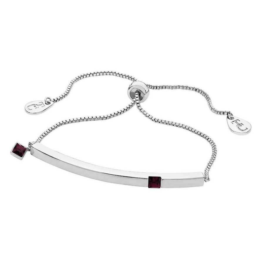 Jewellery Tipperary Crystal | February - Silver Bar Birthstone Bracelet - Amethyst Crystal