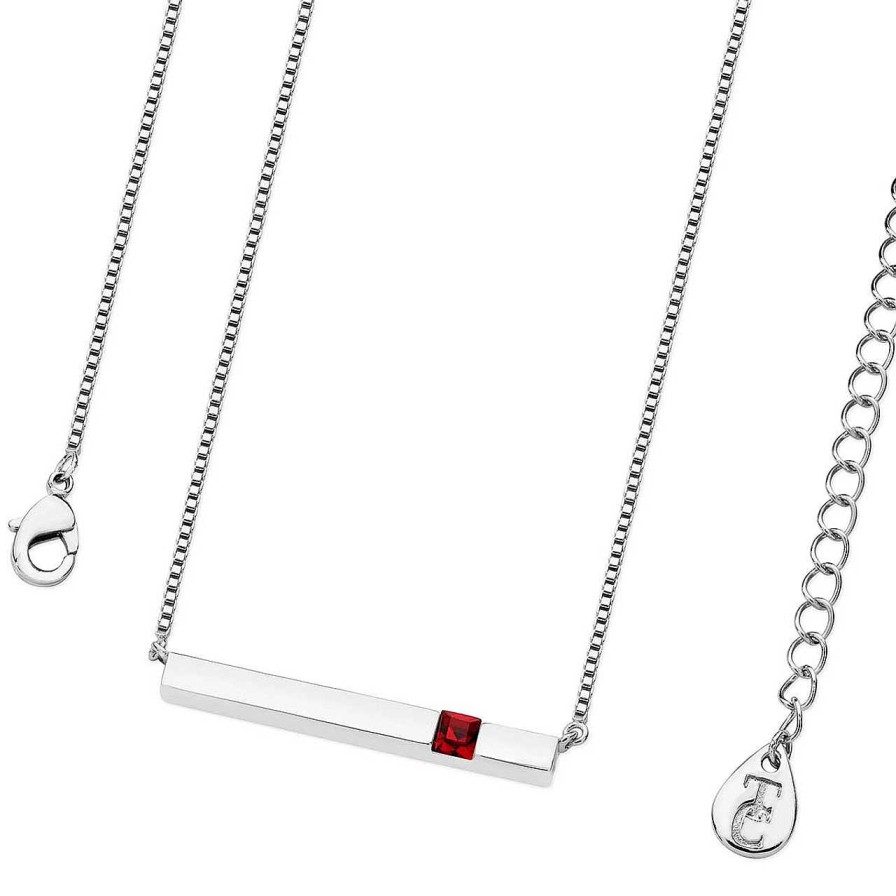 Jewellery Tipperary Crystal | July - Silver Bar Birthstone Pendant - Ruby Crystal