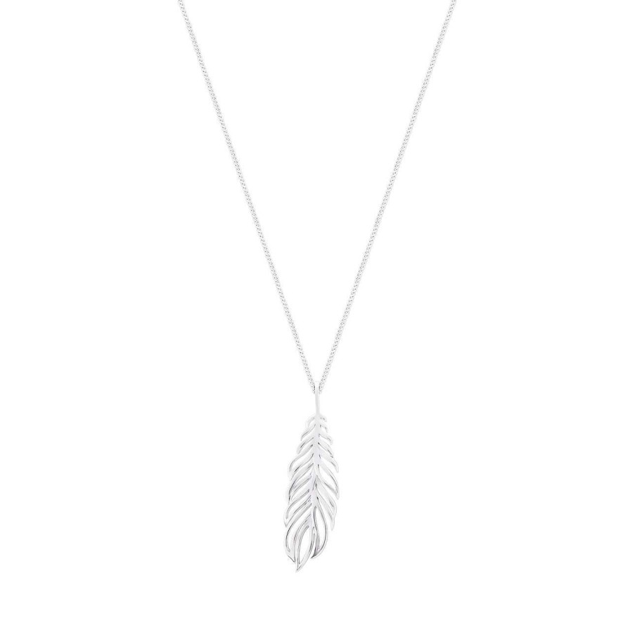 Jewellery Tipperary Crystal | Feather Cut Out Pendant Silver - New Autumn 2023