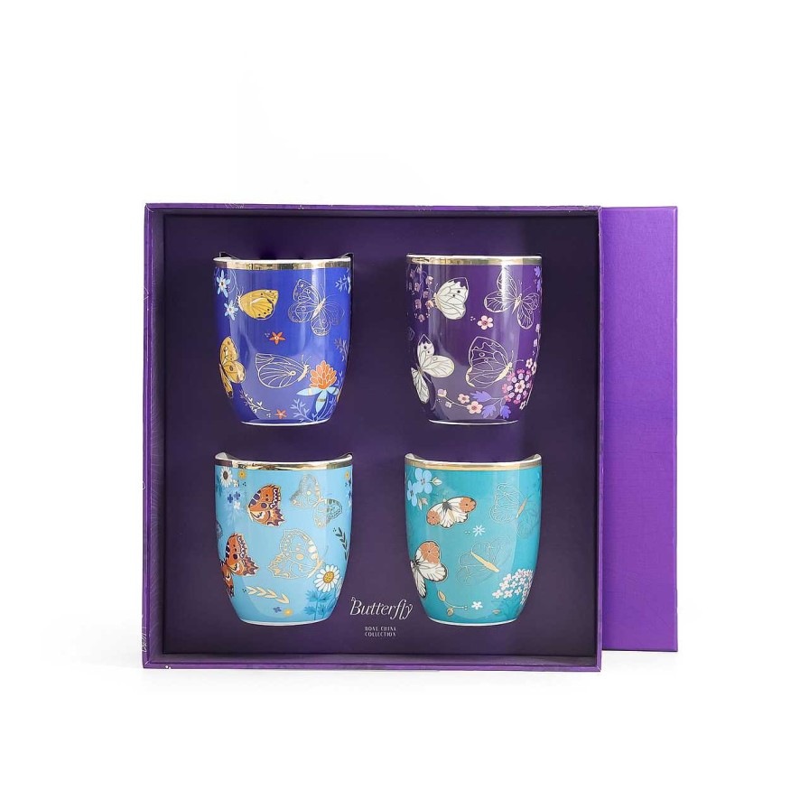 Homeware Butterfly Mugs | Butterfly Set Of 4 Mugs