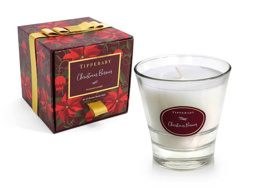 Homeware Tipperary Crystal Candles | Poinsettia Tumbler Candle - Christmas Berries