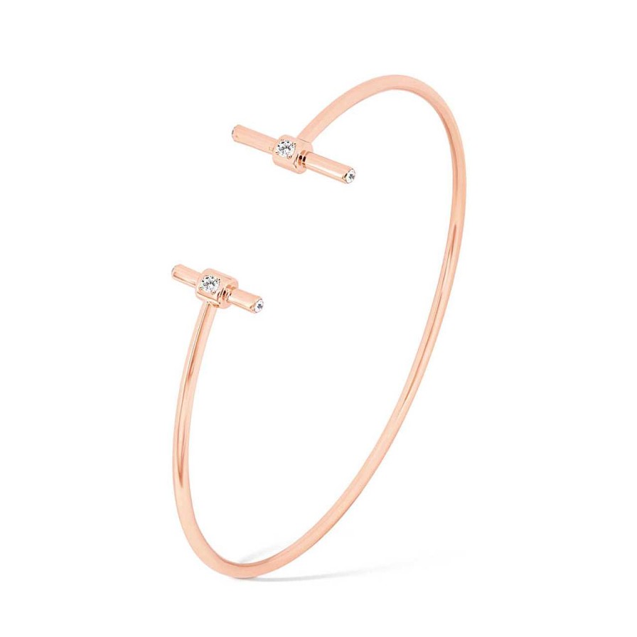 Jewellery Tipperary Crystal | T-Bar Bangle Rose Gold