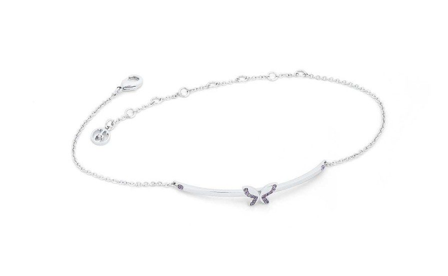 Jewellery Tipperary Crystal | Tc Butterfly - Silver Bracelet With Purple Cz