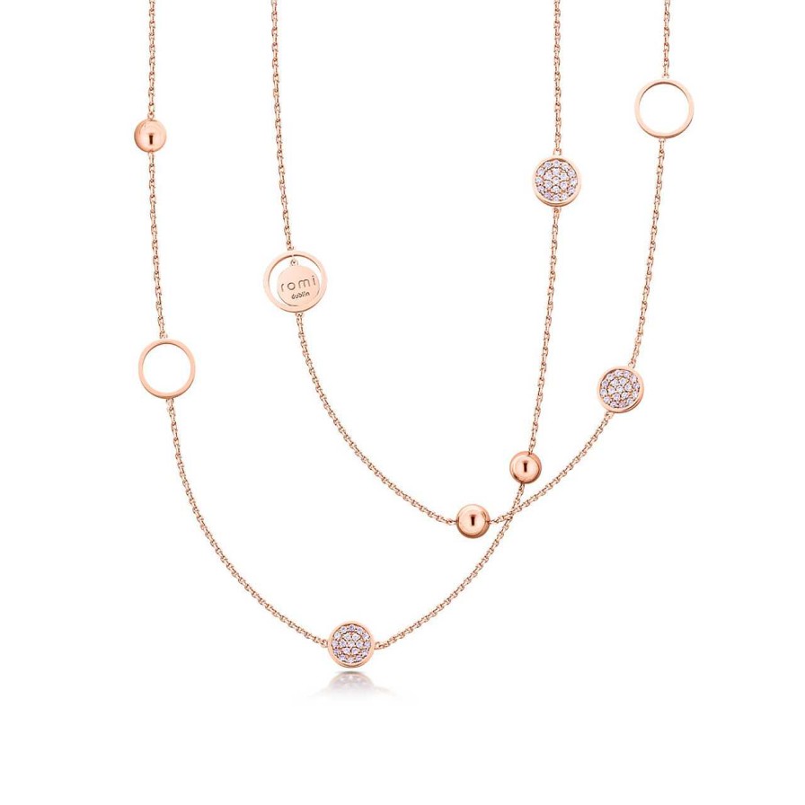 Jewellery Romi Dublin | Romi Rose Gold Pav & Bead Necklace