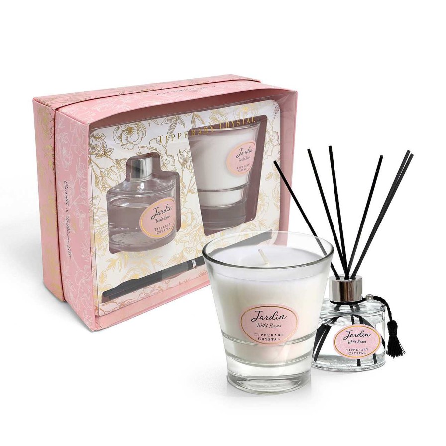 Homeware Tipperary Crystal Fragrance | Jardin Wild Roses Candle & Diffuser Set