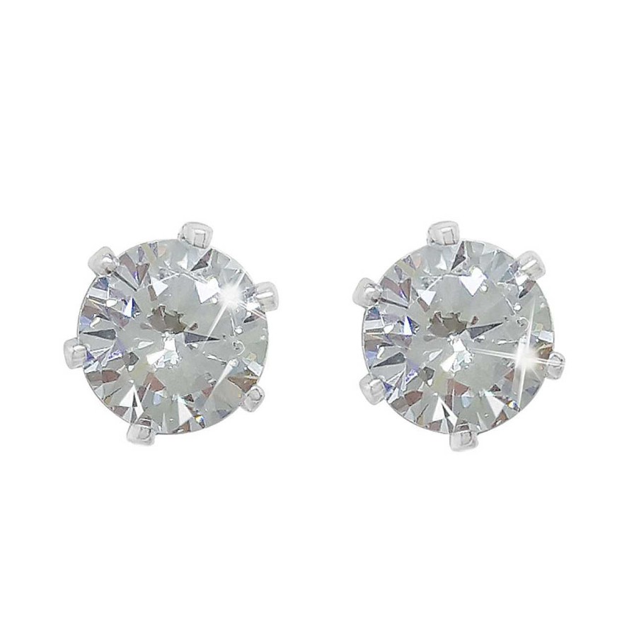 Jewellery Tipperary Crystal | Silver Stud Earrings Clear Stone 6Mm