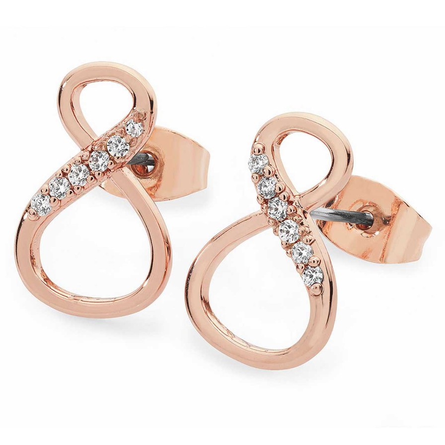 Jewellery Tipperary Crystal | 8 Shape Infinity Stud Earrings Rose Gold