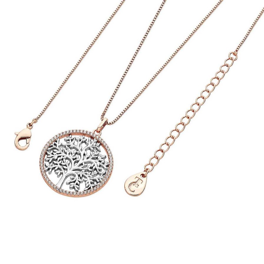 Jewellery Tipperary Crystal | Silver Tol In Rose Gold Cz Circle Pendant