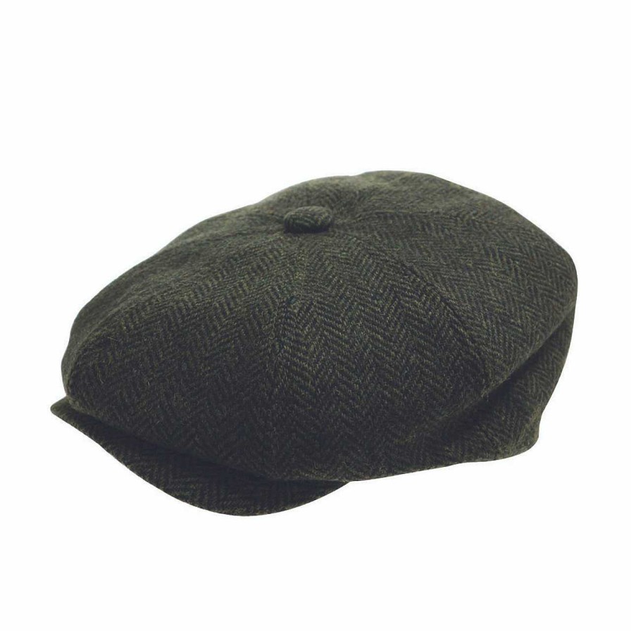 Handbags The Quiet Man | Newsboy Cap - Green Herringbone