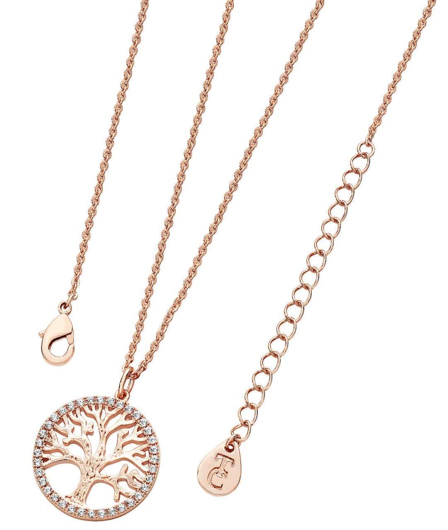 Jewellery Tipperary Crystal | Tree Of Life Necklace & Cz Circumference Rose Gold