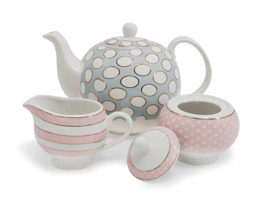 Homeware Tipperary Crystal Butter Dish | Spots & Stripes Teapot, Sugar & Creamer Set