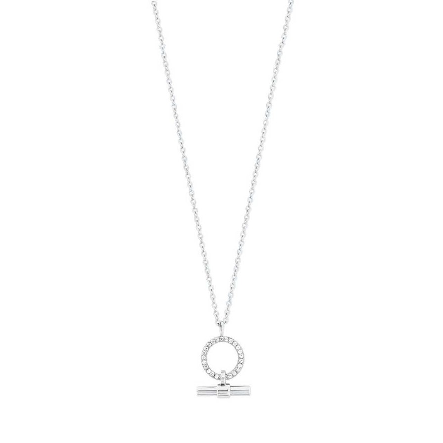 Jewellery Tipperary Crystal | Cz Set Circle & Bar Pendant Silver