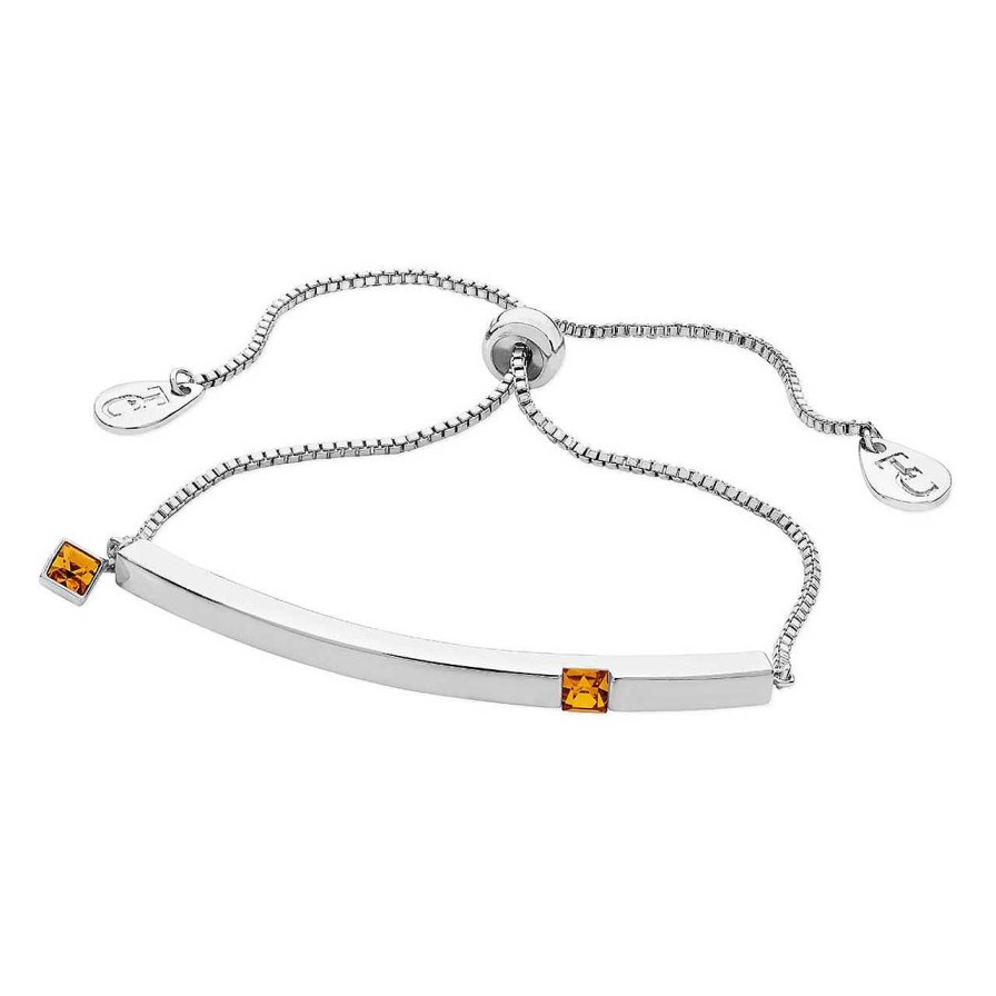 Jewellery Tipperary Crystal | November - Silver Bar Birthstone Bracelet - Citrine Crystal