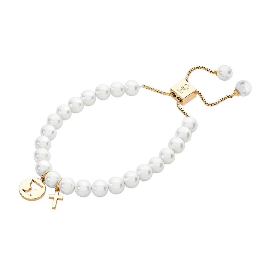 Jewellery Tipperary Crystal | Pearl Bracelet With Gold Charms