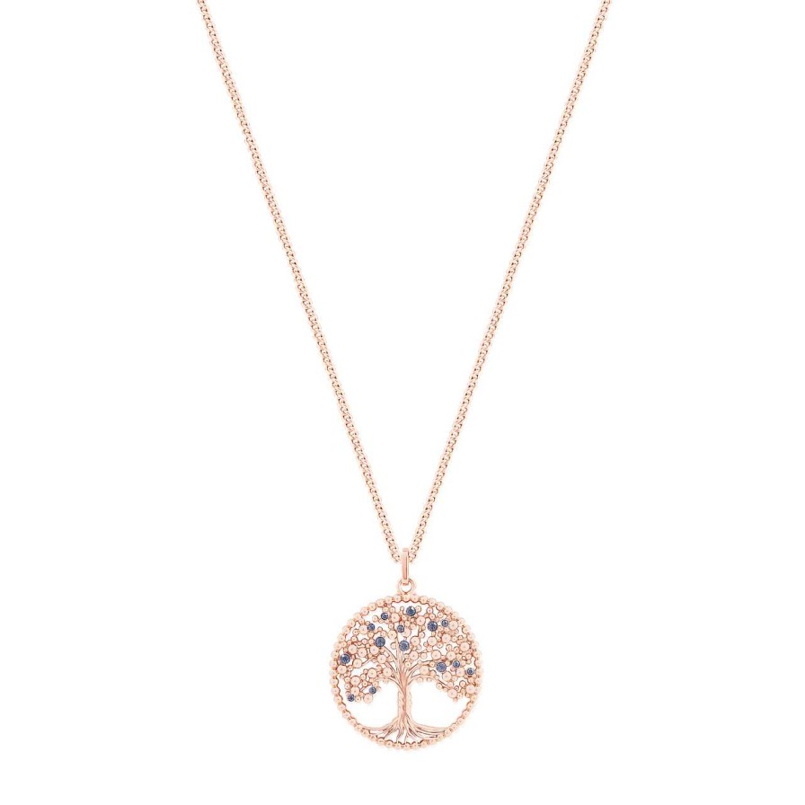 Jewellery Tipperary Crystal | Tree Of Life Bead Circle With Blue Cz Rg Pendant - New 2023