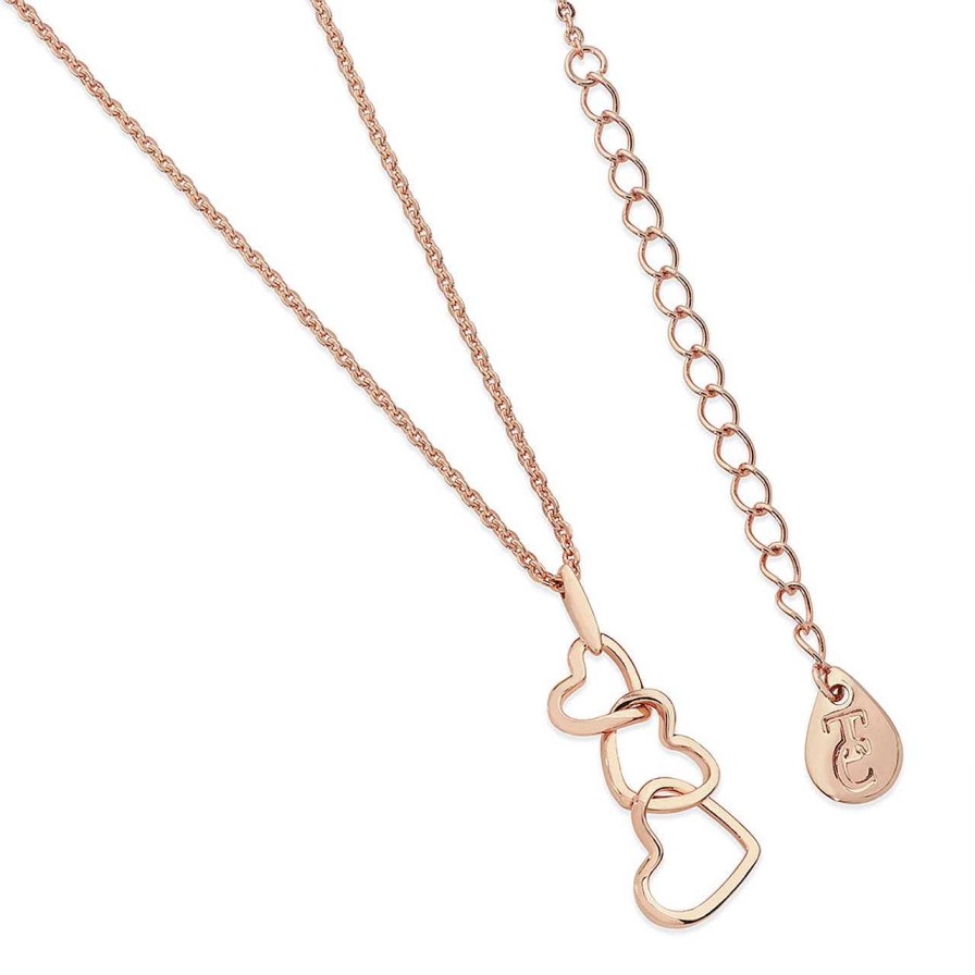 Jewellery Tipperary Crystal | Triple Heart Drop Pendant Rose Gold