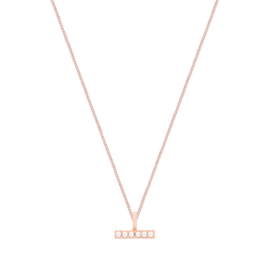 Jewellery Tipperary Crystal | T-Bar Pendant Rose Gold Six Mini Pearls - New Autumn 2023