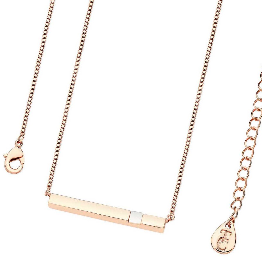 Jewellery Tipperary Crystal | June - Rose Gold Bar Birthstone Pendant - Pearl