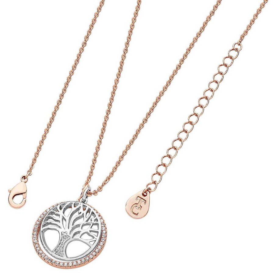 Jewellery Tipperary Crystal | Floating Tree Of Life Cz Circle Rose Gold