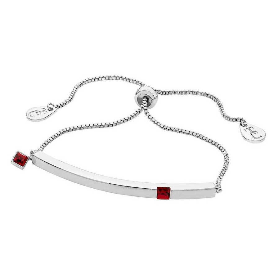 Jewellery Tipperary Crystal | July - Silver Bar Birthstone Bracelet - Ruby Crystal