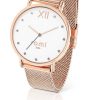 Jewellery Romi Dublin | Romi Watch White Face With Diamond And Rose Gold Mesh Strap