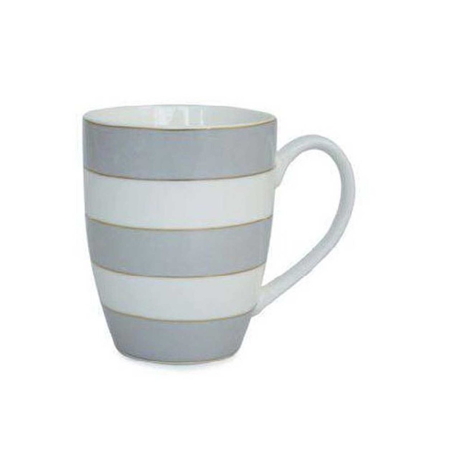 Homeware Tipperary Crystal Mugs | Set 6 Bone China Mugs - Spots & Stripes - Grey