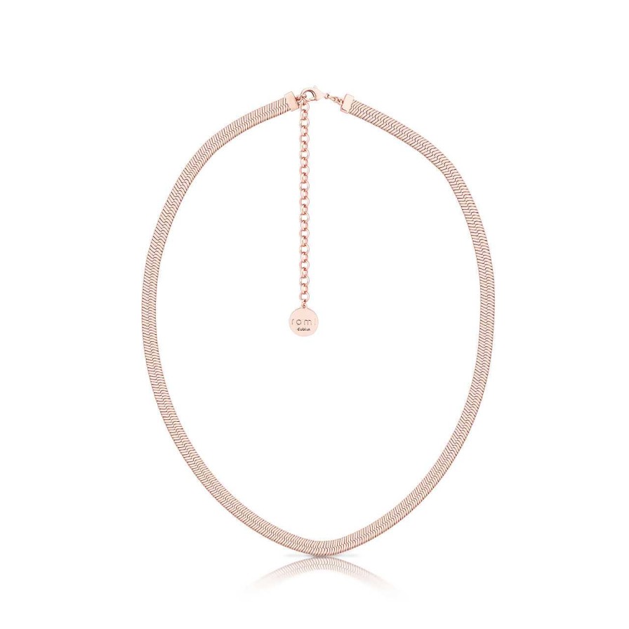 Jewellery Romi Dublin | Romi Herringbone Chain Necklace Rose Gold