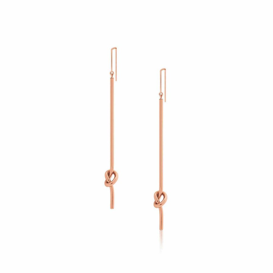 Jewellery Romi Dublin | Romi Rose Gold Knot Drop Earrings