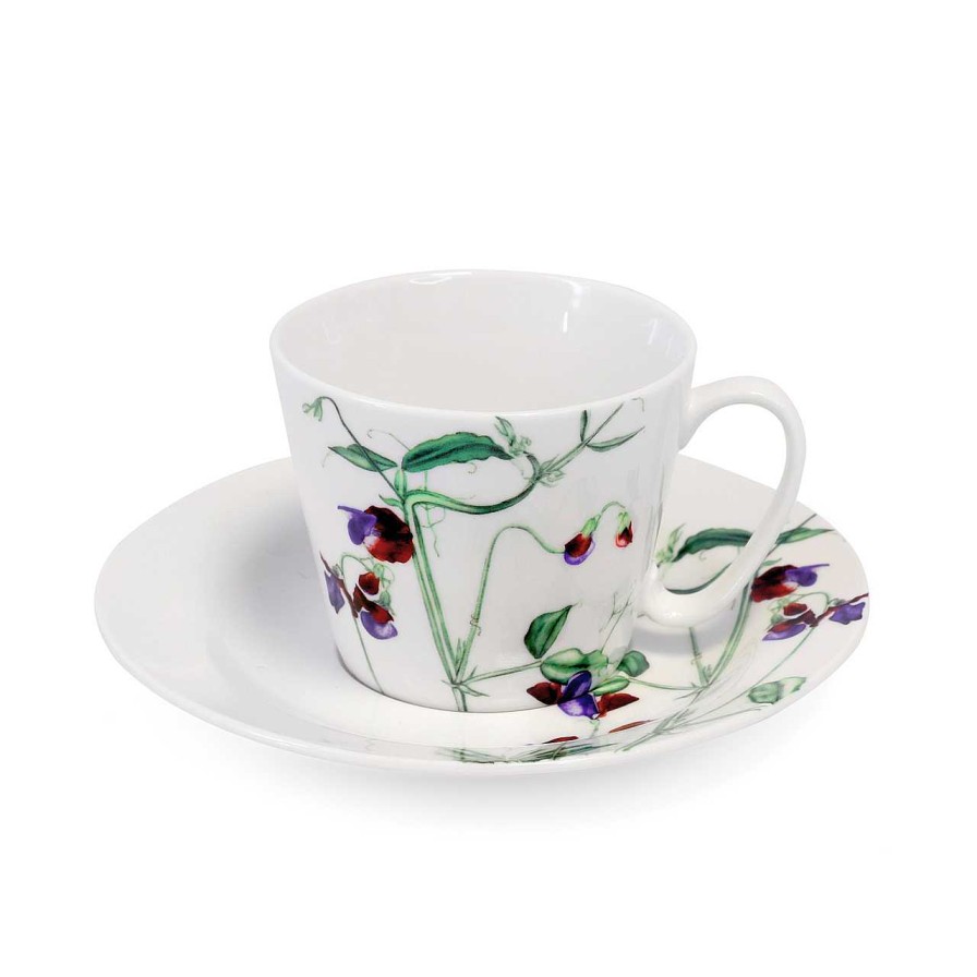 Homeware Tipperary Crystal Mugs | Botanical Studio Set Of 2 Cups & Saucers Magnolia & Sweet Pea