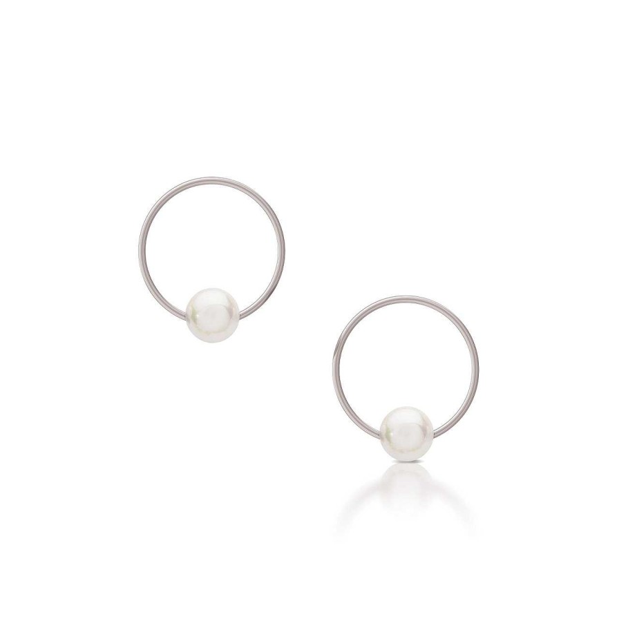 Jewellery Romi Dublin | Romi Silver & Pearl Circle Earrings