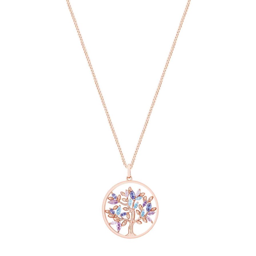 Jewellery Tipperary Crystal | Tree Of Life Circle Blue Marquise Cz Rg Pendant - New 2023