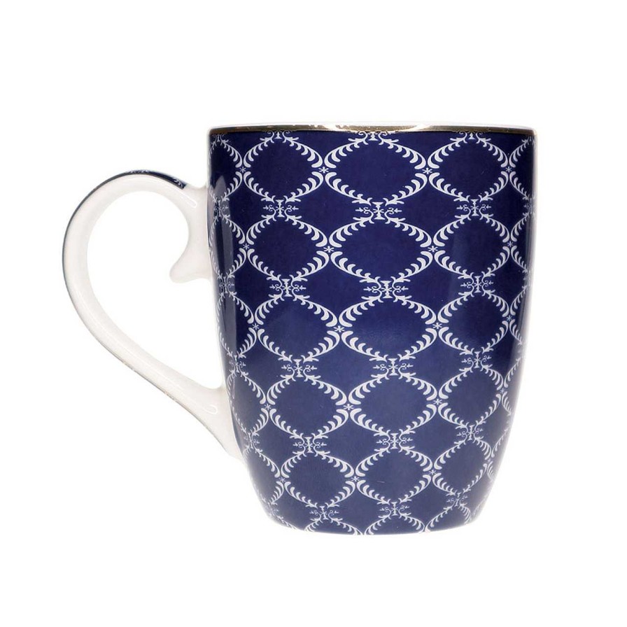 Homeware Tipperary Crystal Oil | Set Of 6 Bone China Mugs - Blue Stripe, Net & Rainbow