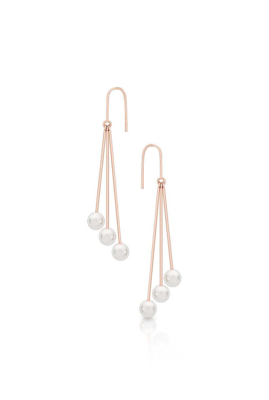 Jewellery Romi Dublin | Romi Rose Gold Pearl Star Burst Earrings