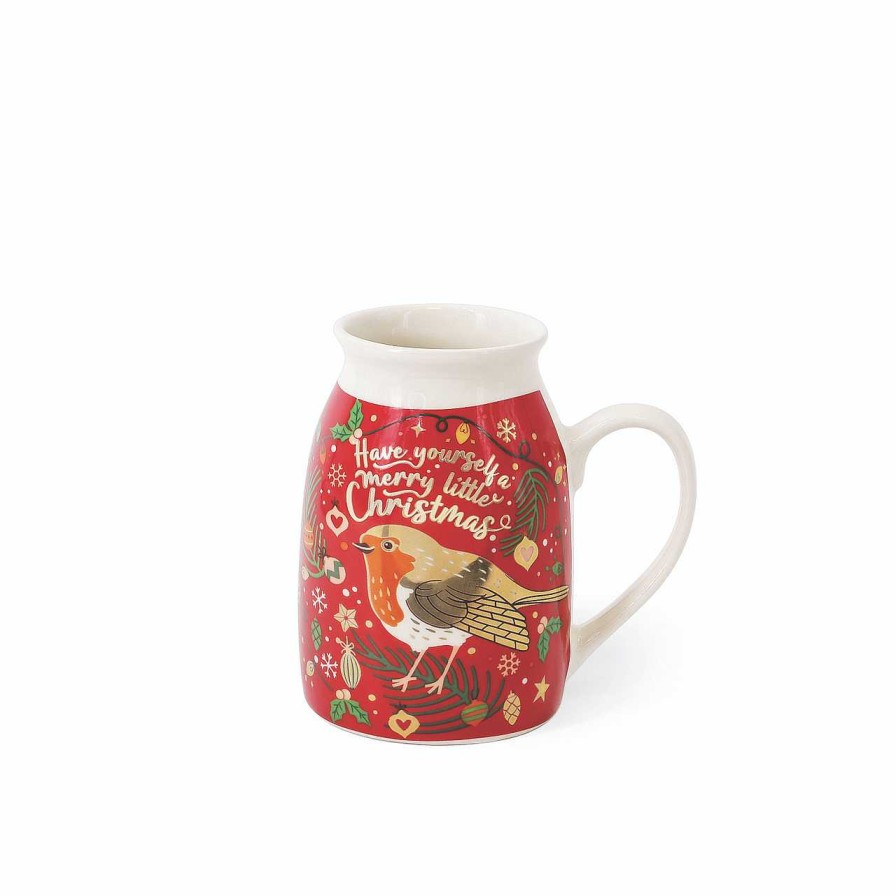 Homeware Tipperary Crystal Mugs | Christmas Robin Santa Set