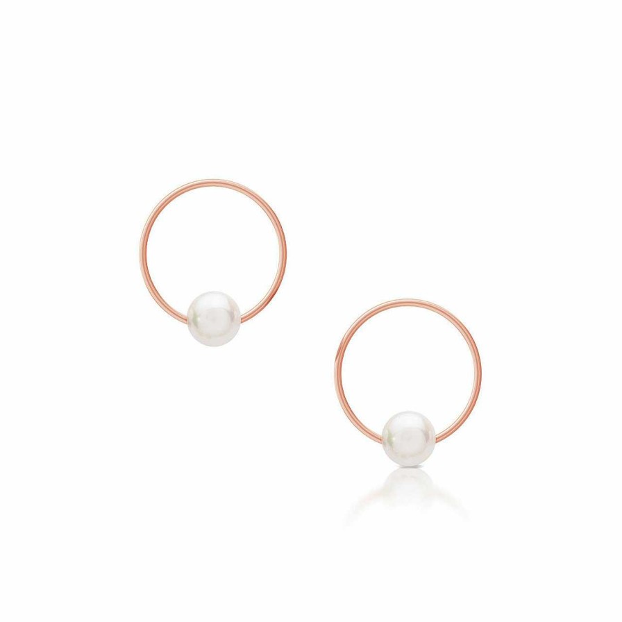 Jewellery Romi Dublin | Romi Rose Gold Pearl & Circle Earrings