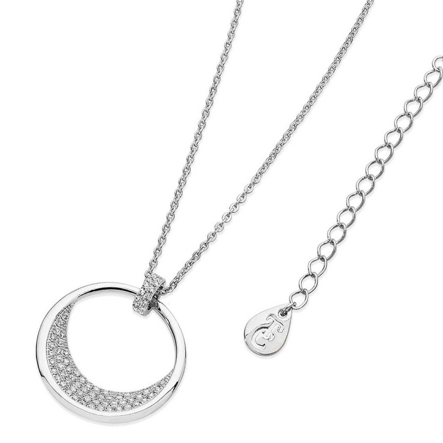 Jewellery Tipperary Crystal | White Floating Moon Pendant Silver