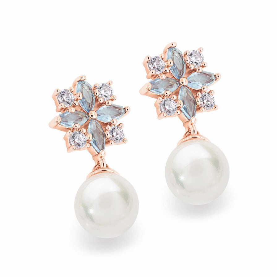 Jewellery Tipperary Crystal | Maureen O'Hara Drop Pearl Rose Gold Earrings