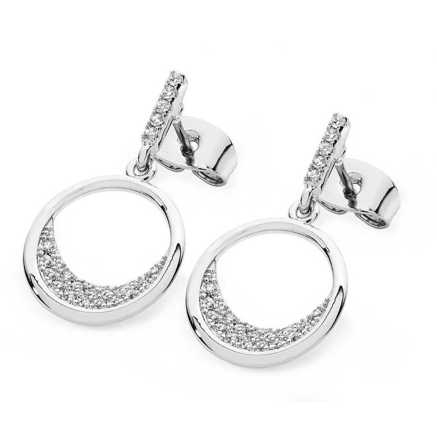 Jewellery Tipperary Crystal | White Floating Moon Earrings Silver