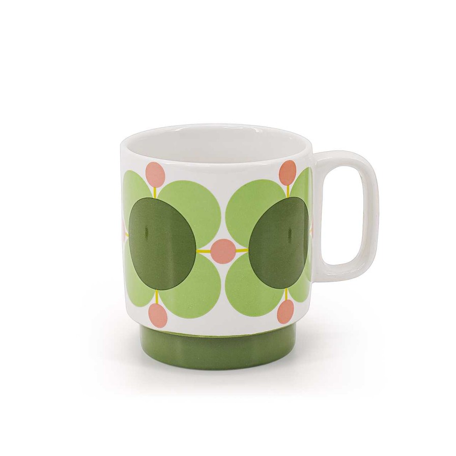 Homeware Orla Kiely Mugs | Orla Kiely Set 2 Mugs - Atomic Flower Bubblegum/ Basil