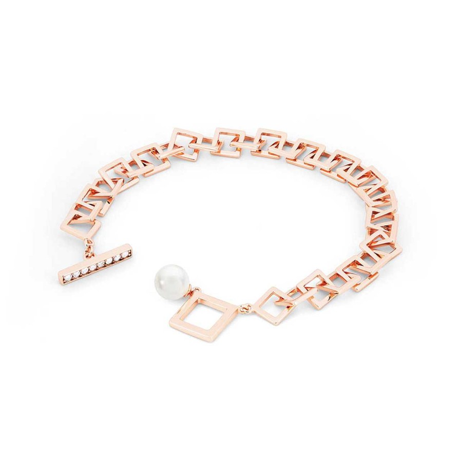 Jewellery Tipperary Crystal | T-Bar Square Chain Bracelet Rose Gold