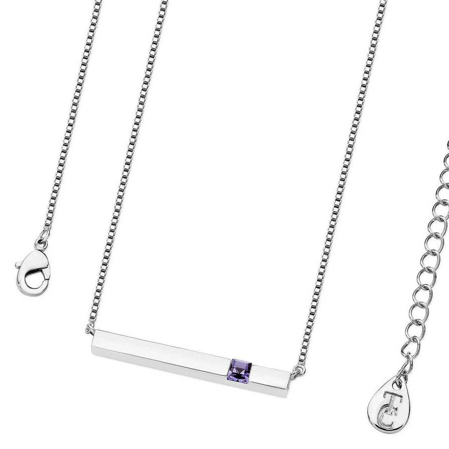 Jewellery Tipperary Crystal | December - Silver Bar Birthstone Pendant - Tanzanite Crystal