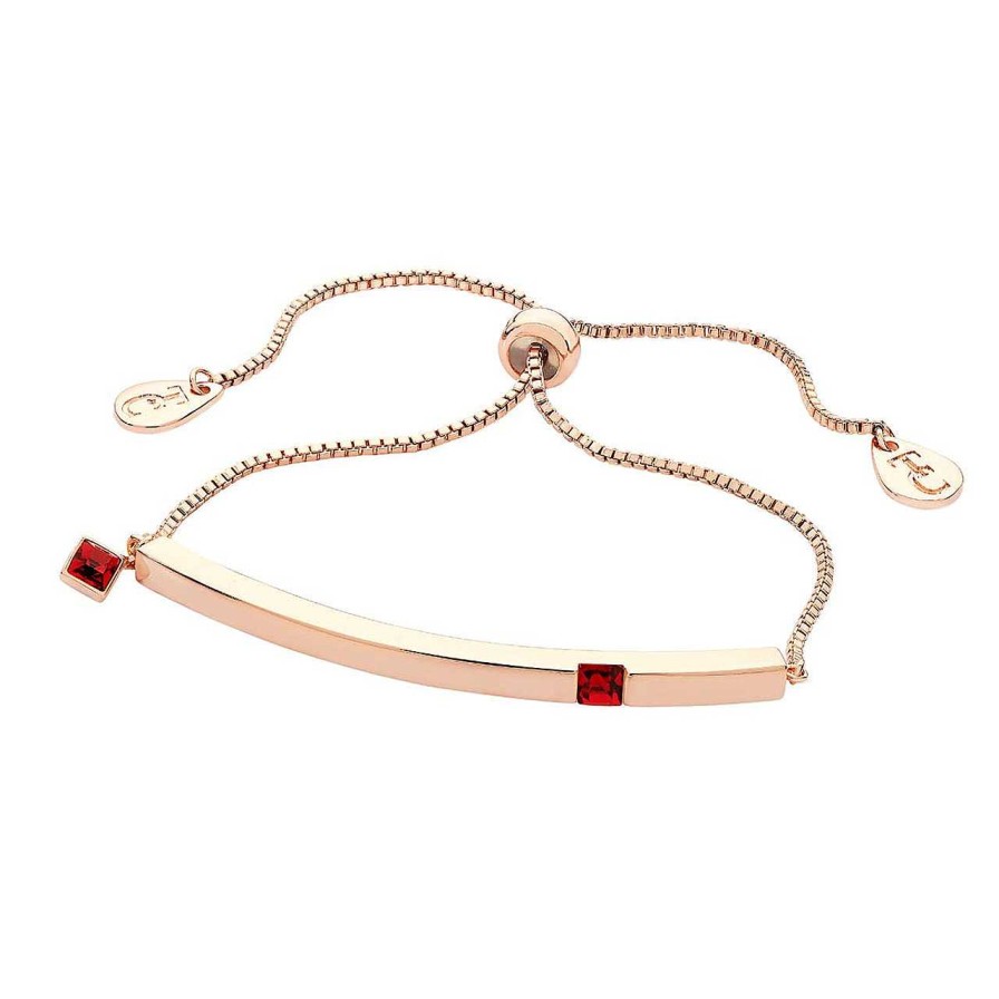 Jewellery Tipperary Crystal | January - Rose Gold Bar Birthstone Bracelet - Garnet Crystal