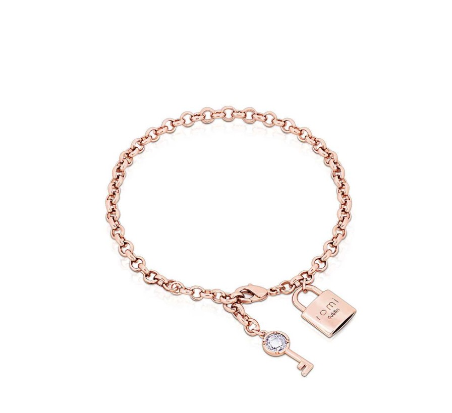 Jewellery Romi Dublin | Romi Rose Gold Padlock Round Chain Bracelet