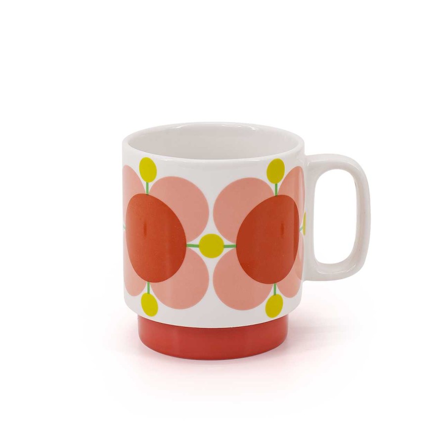 Homeware Orla Kiely Mugs | Orla Kiely Set 2 Mugs - Atomic Flower Bubblegum/ Basil