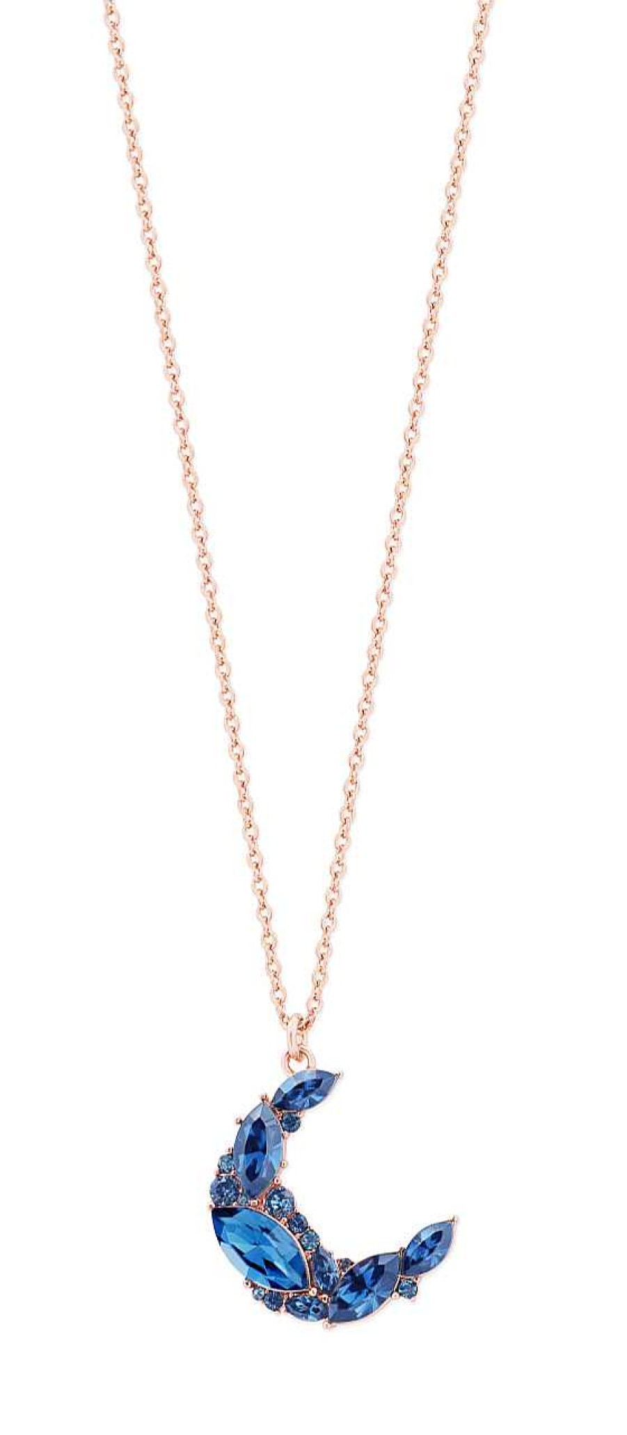 Jewellery Tipperary Crystal | Half Moon Sapphire Pendant - Rose Gold