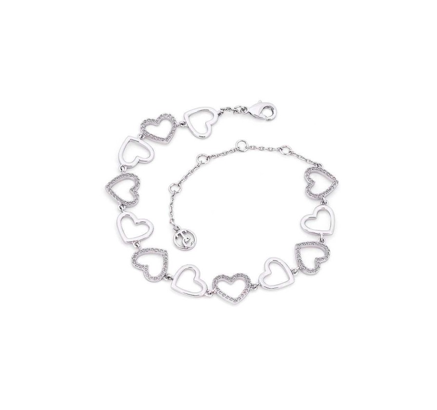 Jewellery Tipperary Crystal | Open Hearts Bracelet - Silver