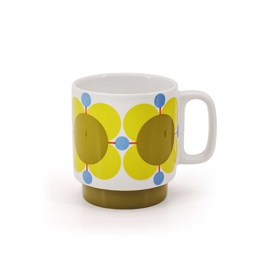 Homeware Orla Kiely Mugs | Orla Kiely Set 2 Mugs - Atomic Flower Sky/ Sunflower