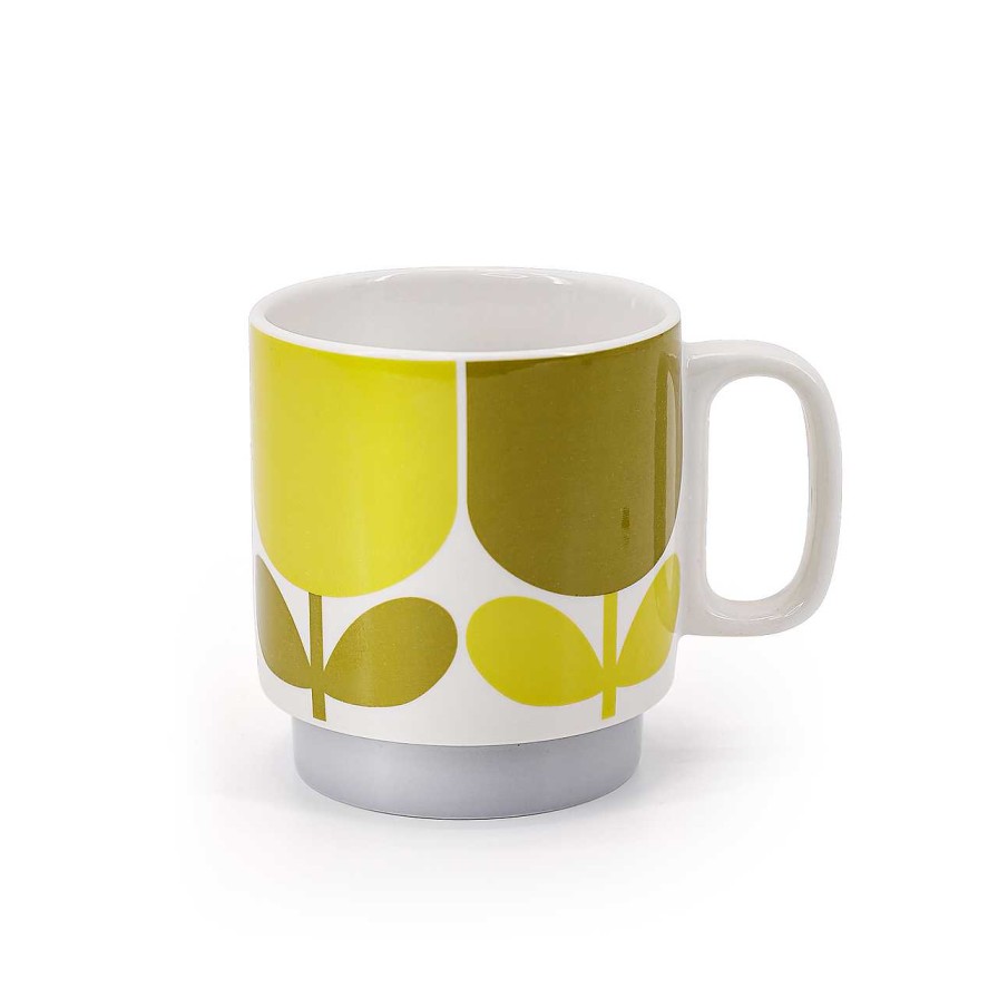 Homeware Orla Kiely Mugs | Orla Kiely Set 2 Mugs - Block Flower Slate/ Ochre