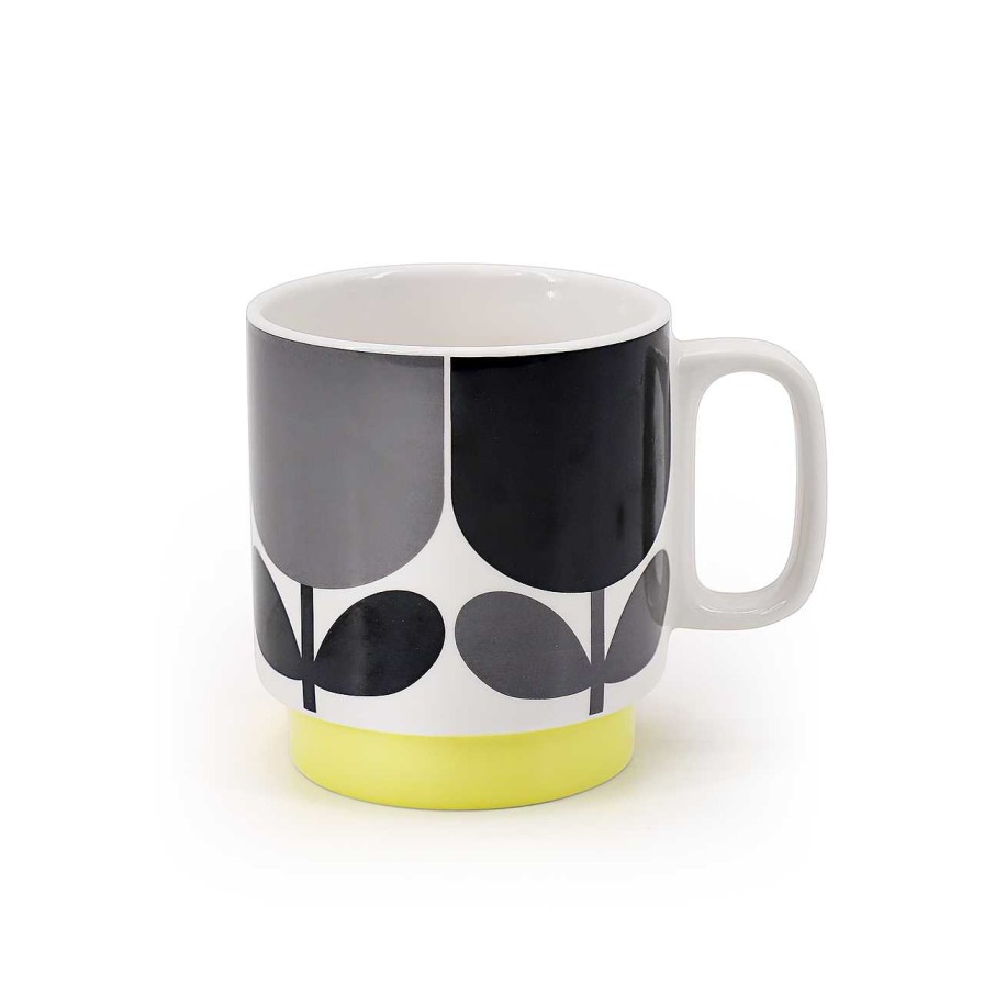 Homeware Orla Kiely Mugs | Orla Kiely Set 2 Mugs - Block Flower Slate/ Ochre