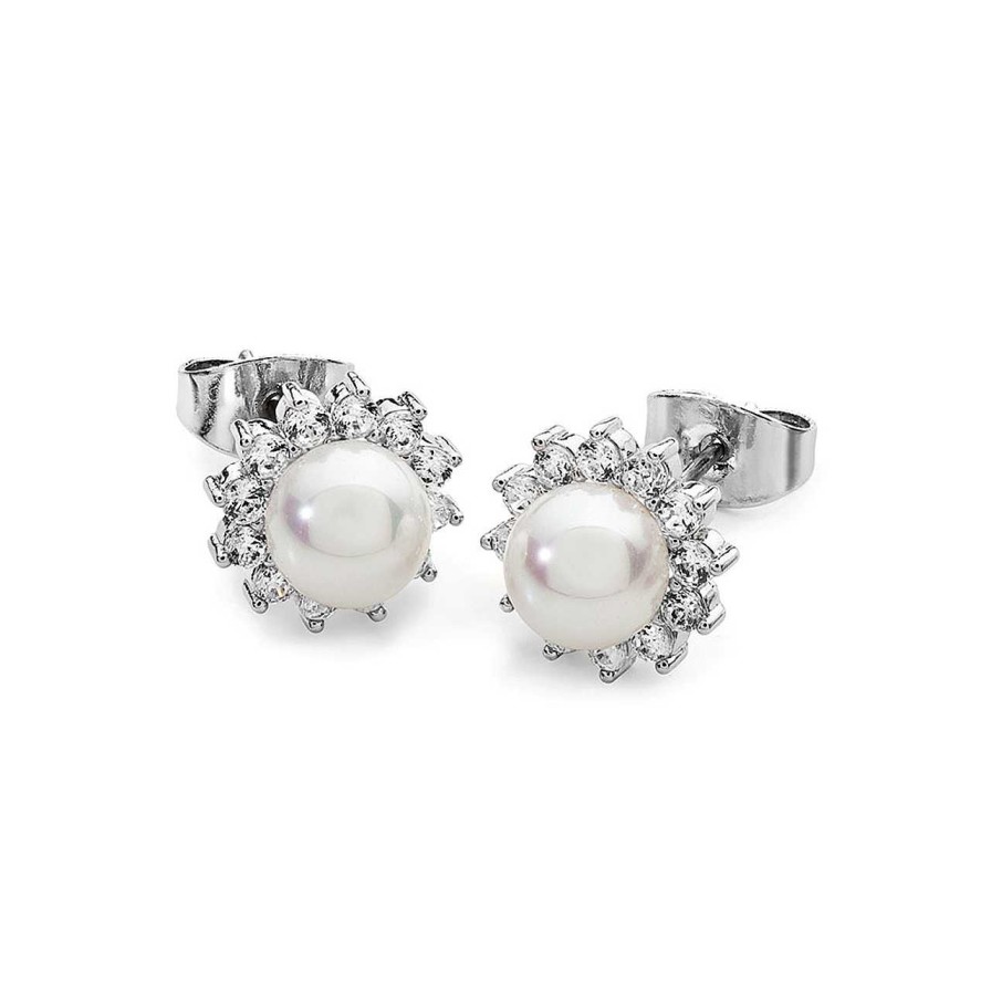 Jewellery Tipperary Crystal | Silver Antique Daisy Pearl Studs